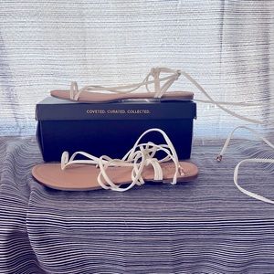 Lulus brand size 10 lace up white sandals